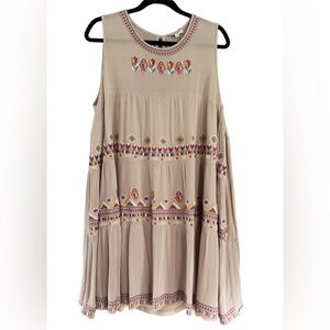 Andree by Unit Sleeveless Dress Large Beautiful Embroidery Red Yellow White Blue